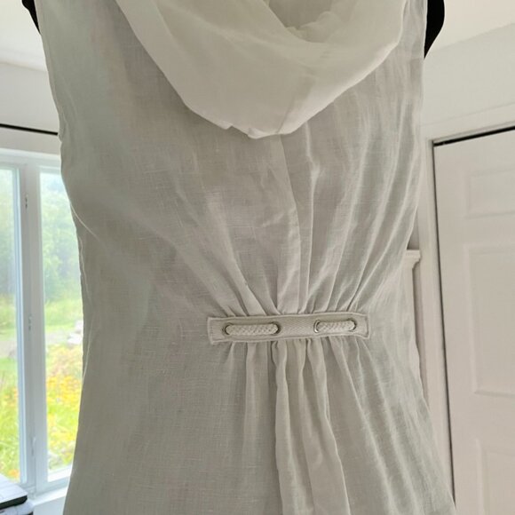 White linen and cotton dress BLU No. 9. Medium size. - Picture 10 of 14